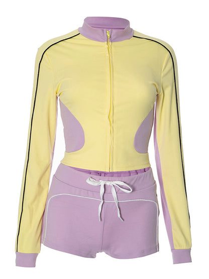 Zip Jacket Shorts Workout Set