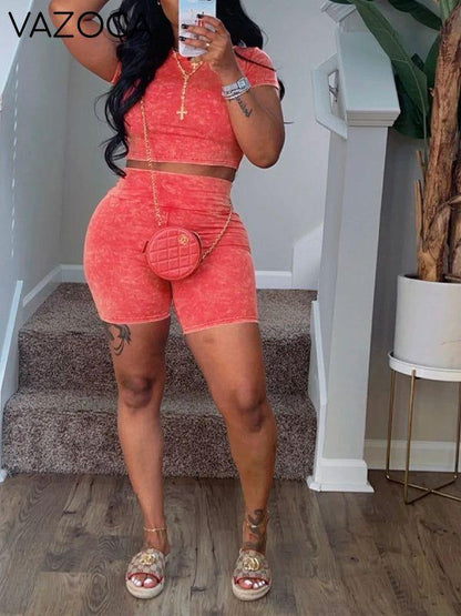 Printed Tee & Biker Shorts Set