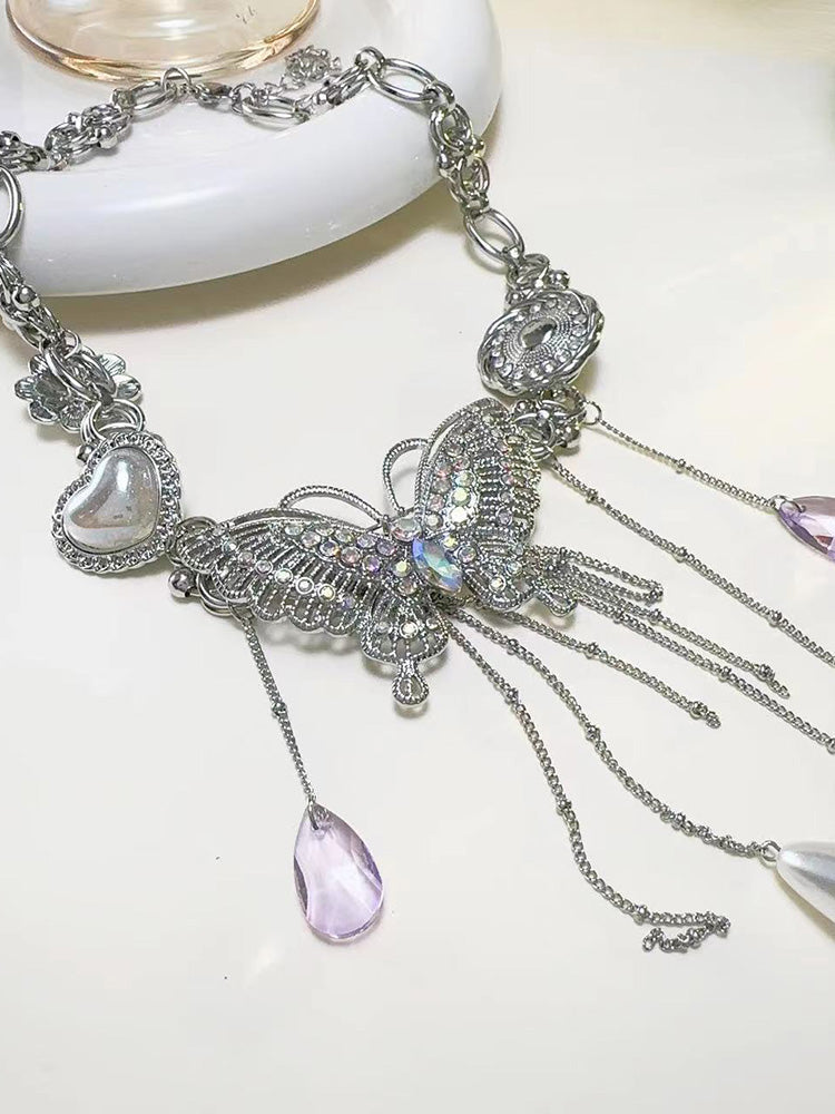 Butterfly Pendant Choker Necklace