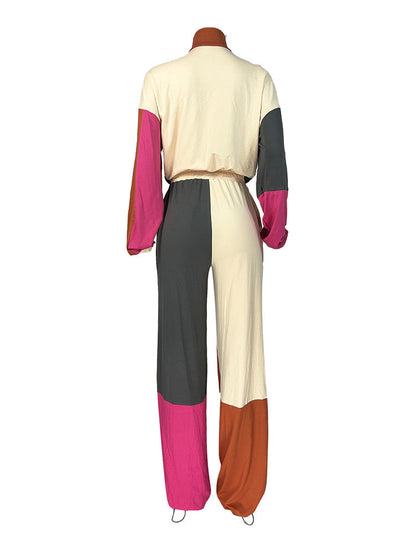 Colorblock Half-Zip Top & Wide Pants Set
