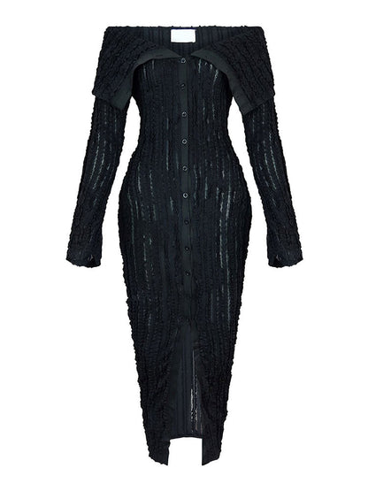 Off Shoulder Button Down Dress