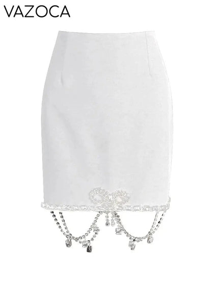 Olivia Rhinestone Bow Mini Skirt Set