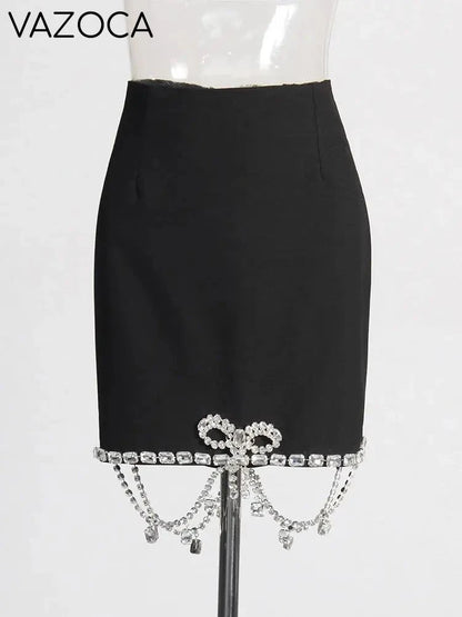 Olivia Rhinestone Bow Mini Skirt Set