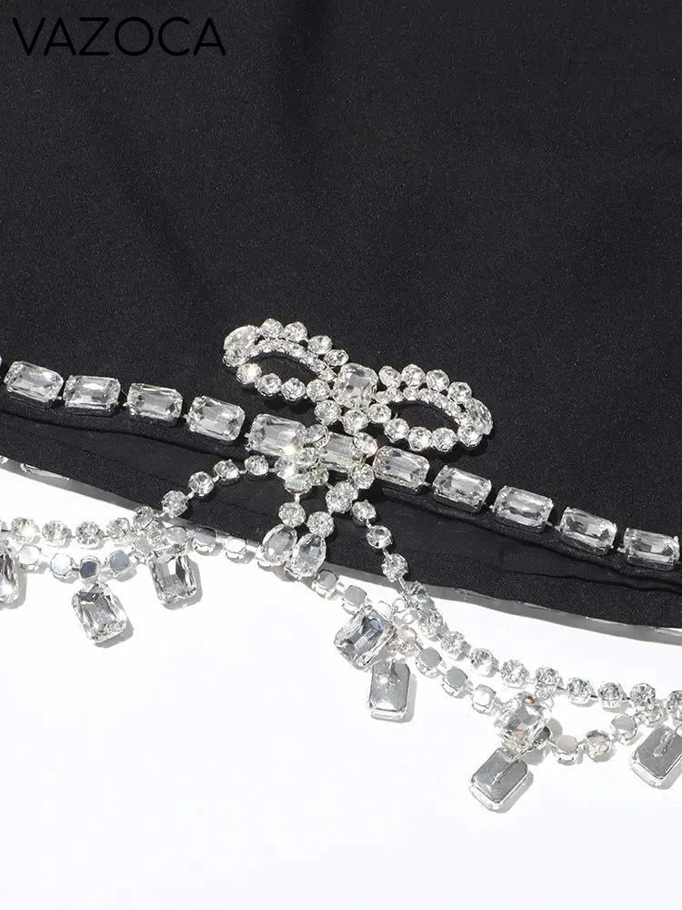 Olivia Rhinestone Bow Mini Skirt Set