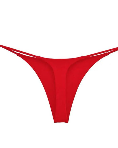 Female Solid Color T-back Thong Red