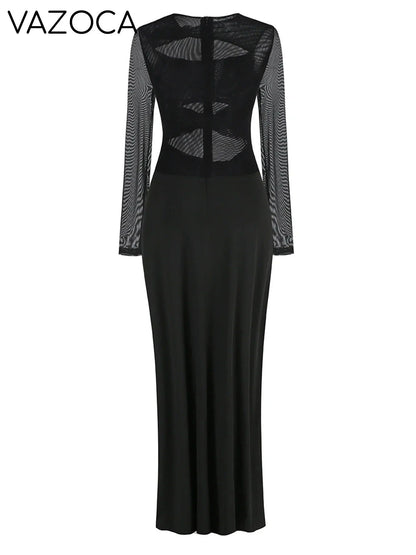 Paris Bow High Slit Maxi Dress