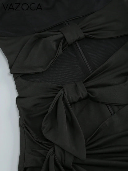 Paris Bow High Slit Maxi Dress
