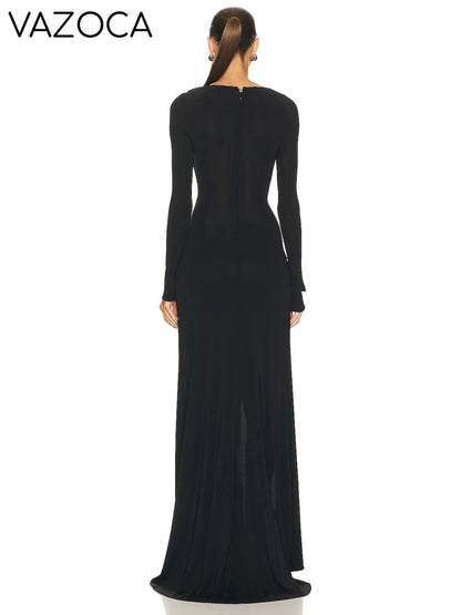 Paris Bow High Slit Maxi Dress