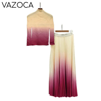 Paris Gradient Pleated Skirt Set