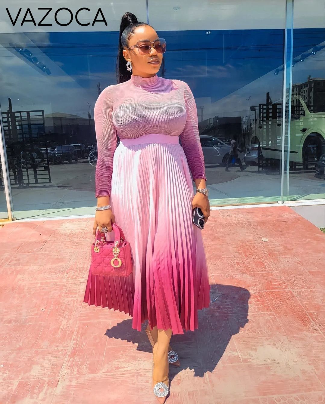 Paris Gradient Pleated Skirt Set