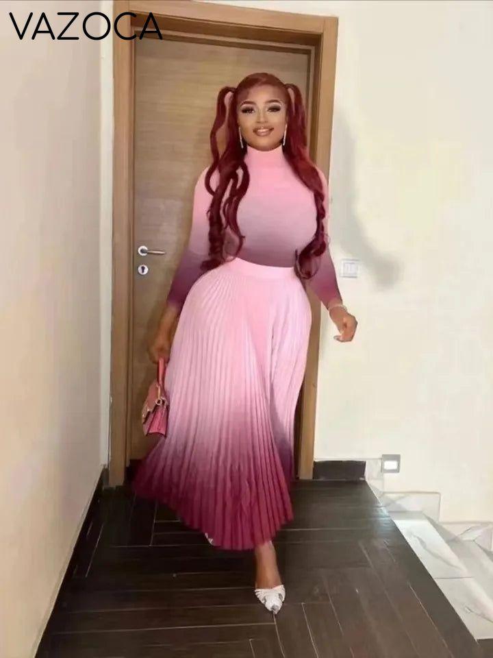 Paris Gradient Pleated Skirt Set