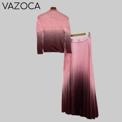 Paris Gradient Pleated Skirt Set