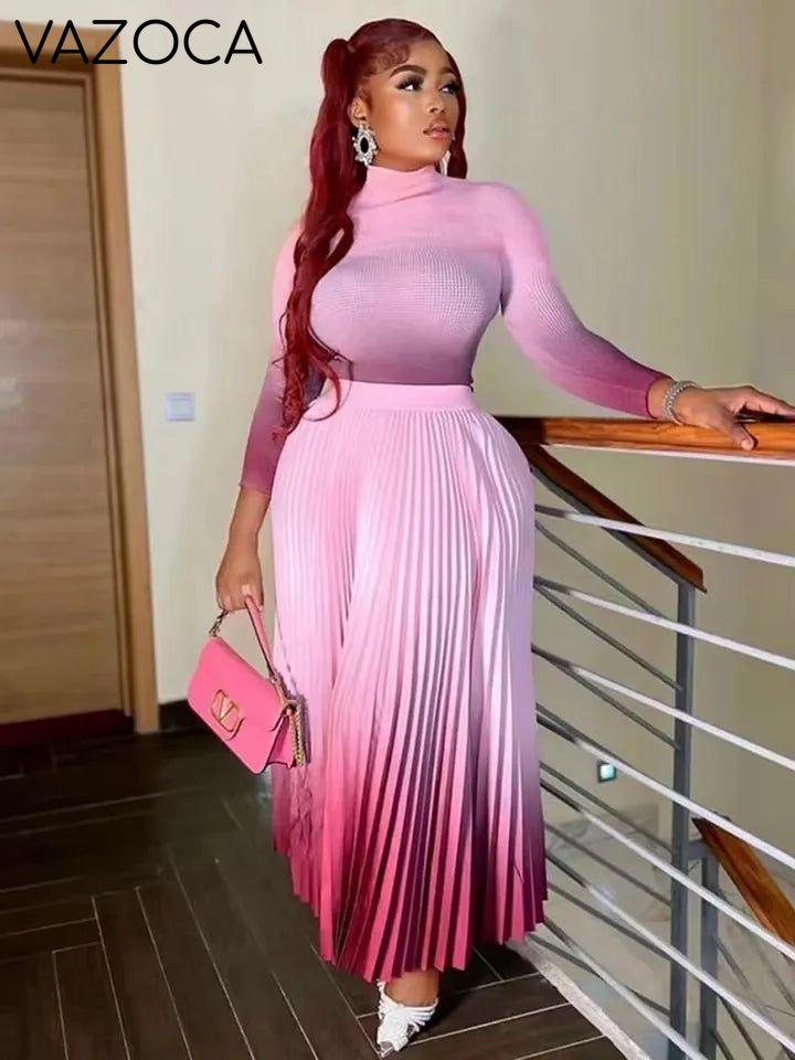 Paris Gradient Pleated Skirt Set