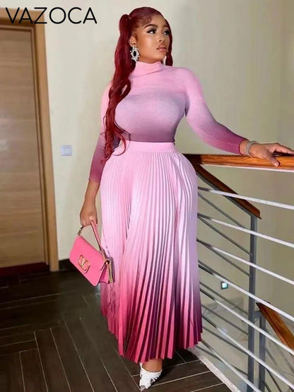 Paris Gradient Pleated Skirt Set