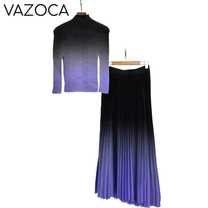 Paris Gradient Pleated Skirt Set
