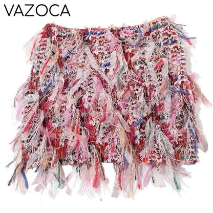 Peach Tassel Knit Skirt