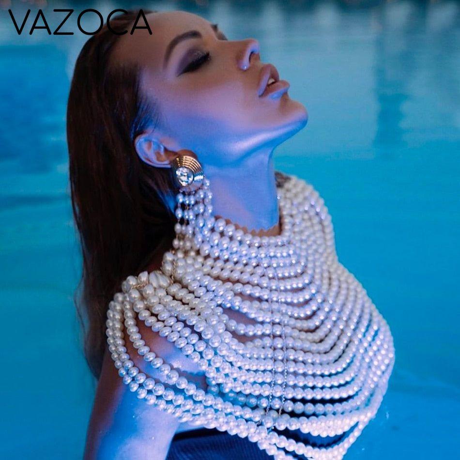 Pearl Bustier Beaded Crop Top