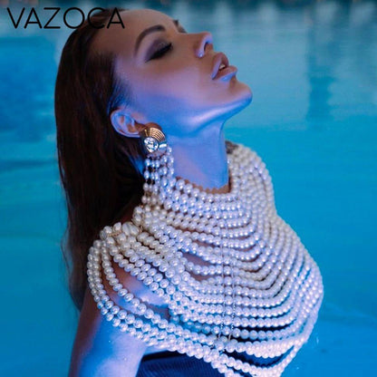 Pearl Bustier Beaded Crop Top