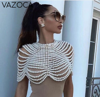 Pearl Bustier Beaded Crop Top