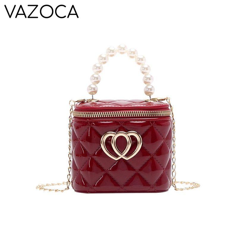 Pearl Heart Mini Tote Bucket Bag