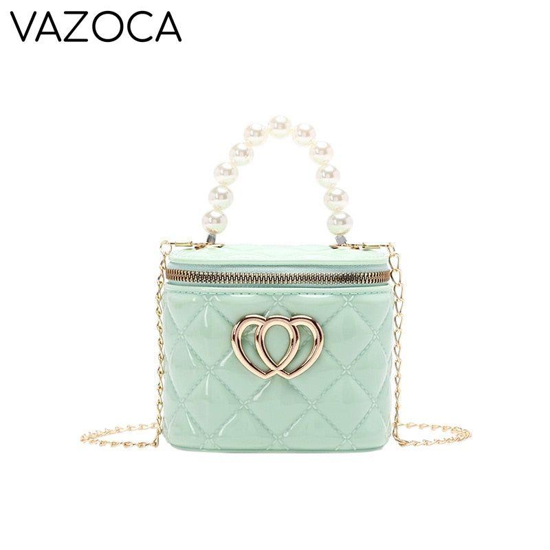 Pearl Heart Mini Tote Bucket Bag