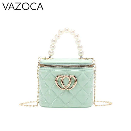 Pearl Heart Mini Tote Bucket Bag