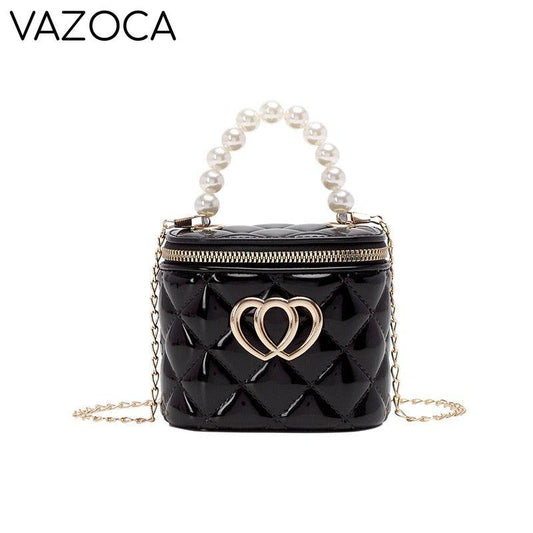 Pearl Heart Mini Tote Bucket Bag