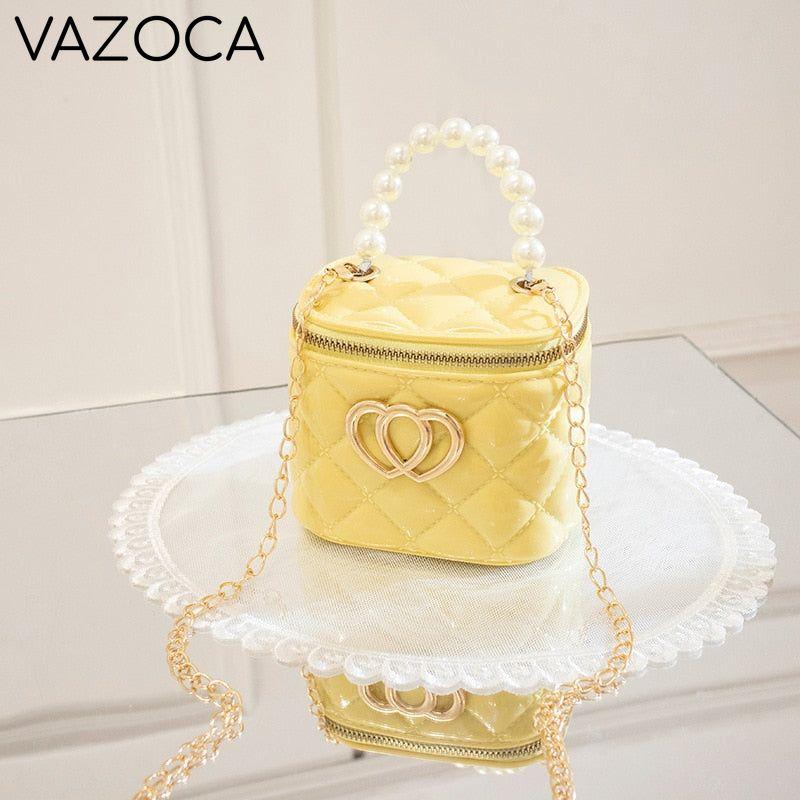 Pearl Heart Mini Tote Bucket Bag