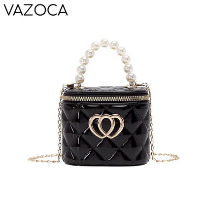 Pearl Heart Mini Tote Bucket Bag
