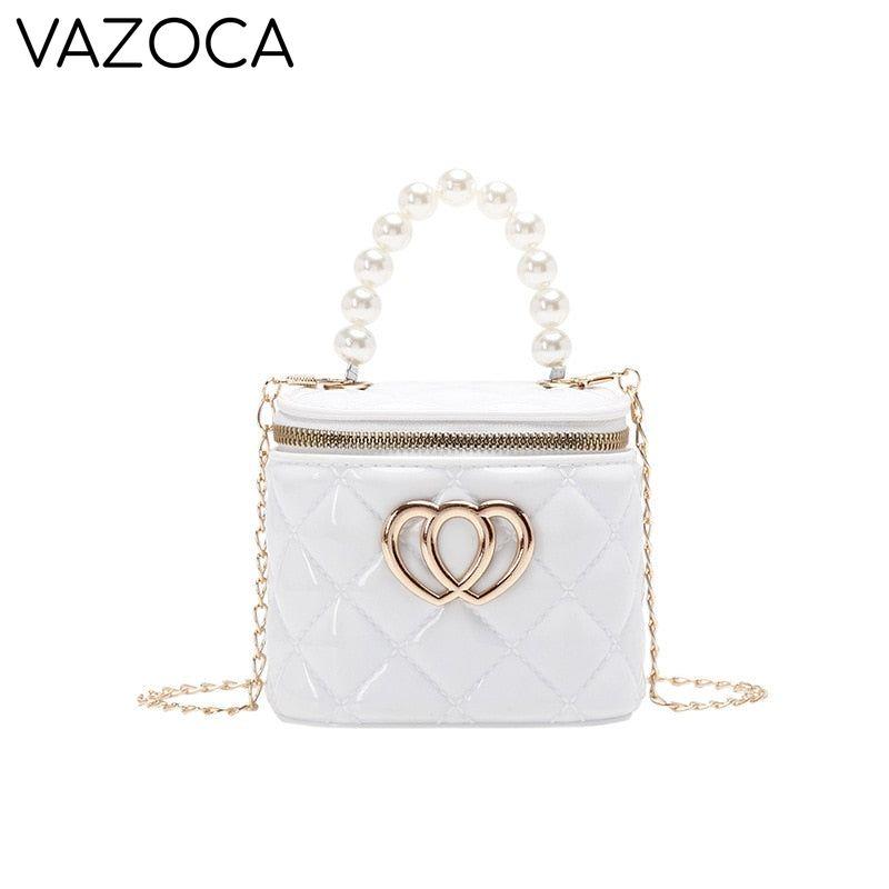 Pearl Heart Mini Tote Bucket Bag