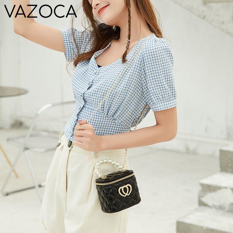 Pearl Heart Mini Tote Bucket Bag