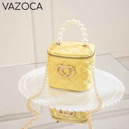 Pearl Heart Mini Tote Bucket Bag