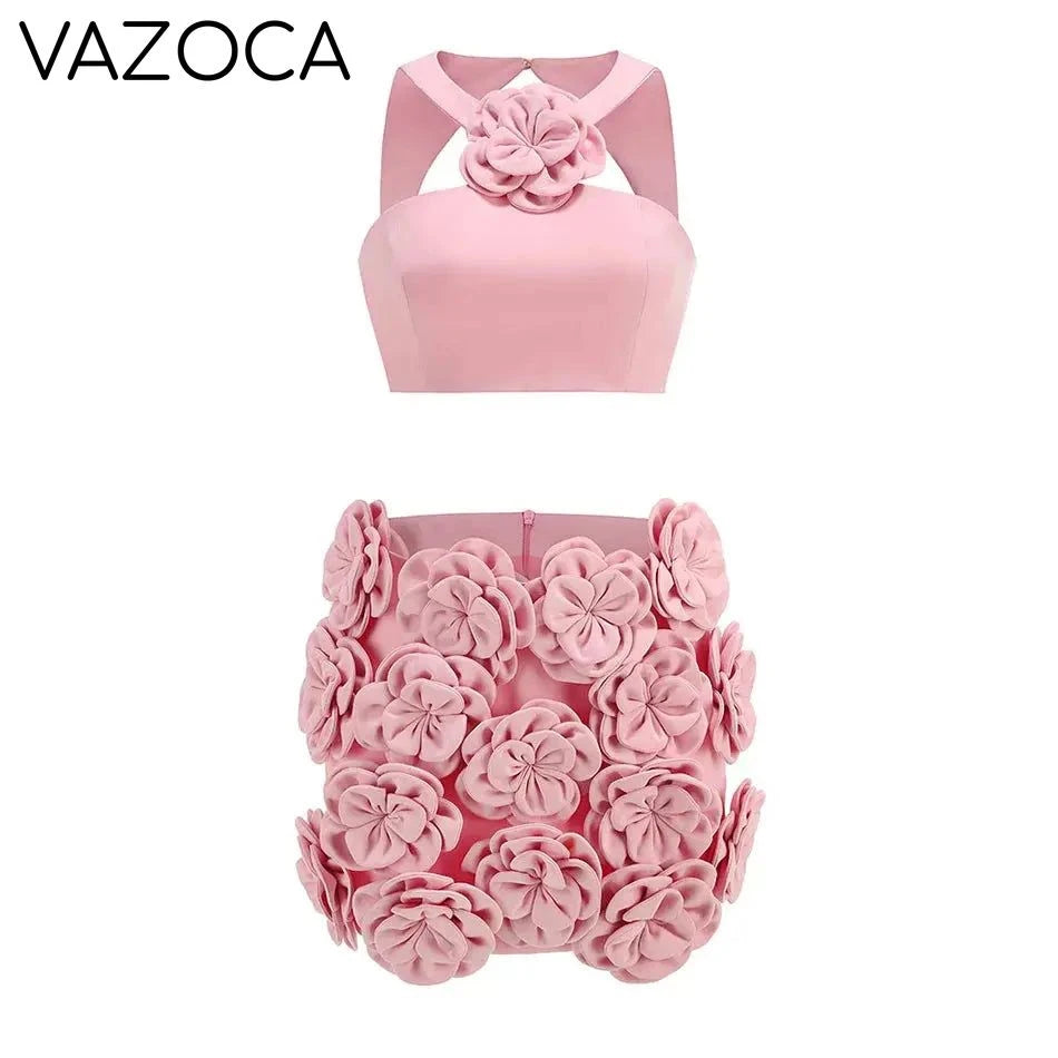 Pink Flower Decorative Skirt Set
