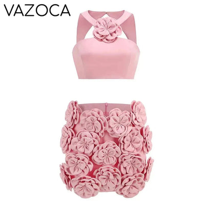 Pink Flower Decorative Skirt Set