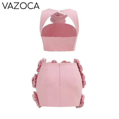 Pink Flower Decorative Skirt Set