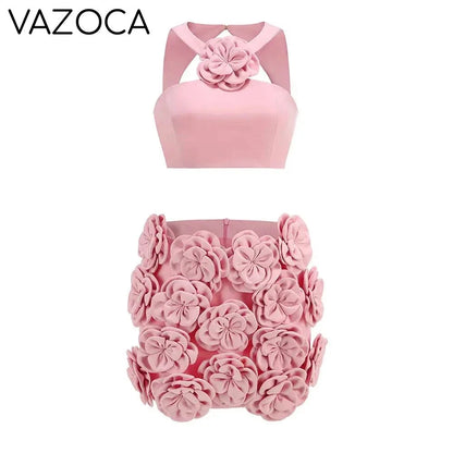 Pink Flower Decorative Skirt Set
