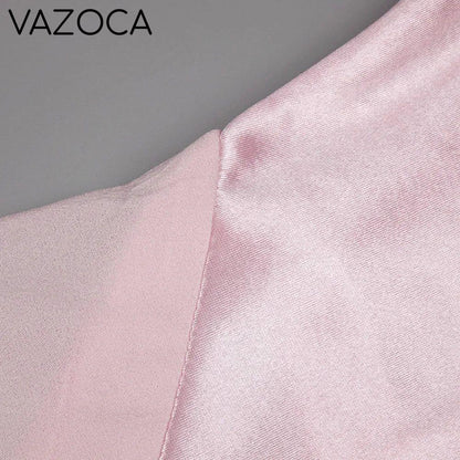 Pink Satin Chiffon Dress