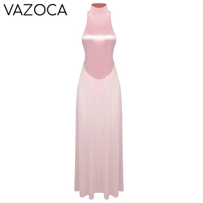 Pink Satin Chiffon Dress
