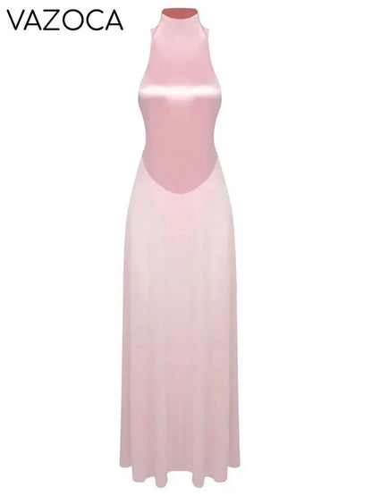 Pink Satin Chiffon Dress