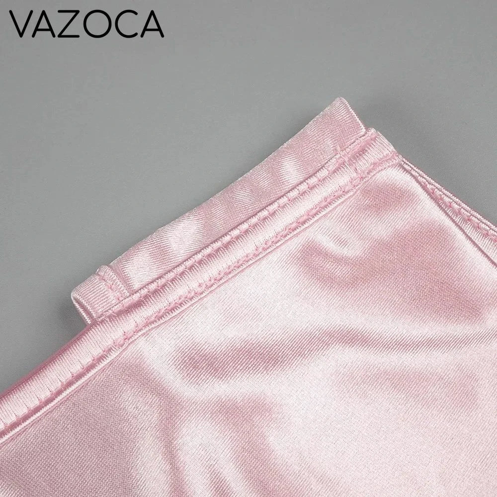 Pink Satin Chiffon Dress