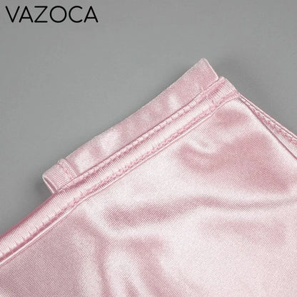 Pink Satin Chiffon Dress