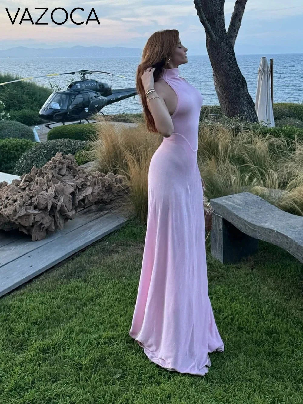 Pink Satin Chiffon Dress