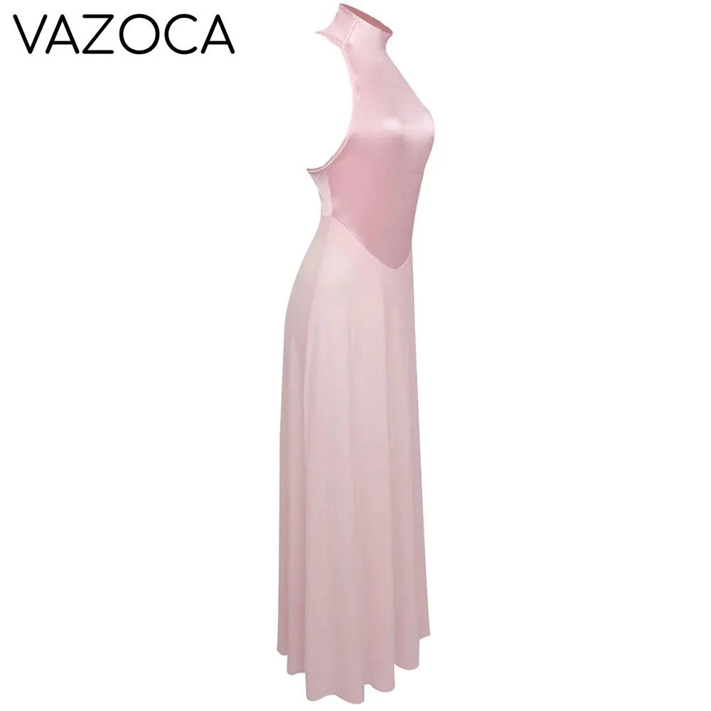 Pink Satin Chiffon Dress