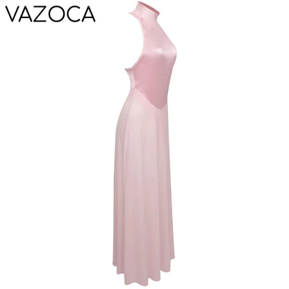Pink Satin Chiffon Dress