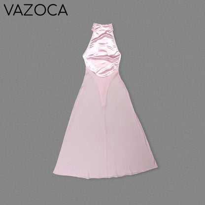 Pink Satin Chiffon Dress