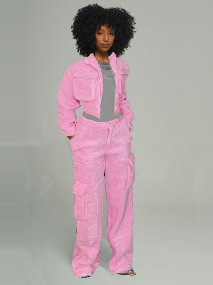 Fleece Shearling Cargo Set -- sold out Pink