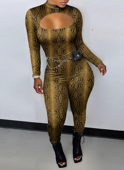 Snaked Printed Cut-out Jumpsuit
