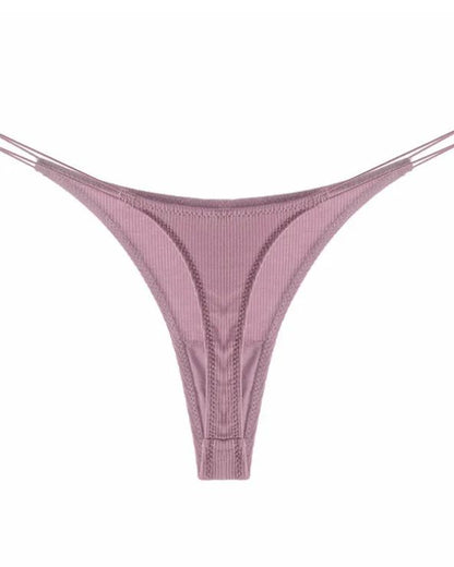 Female Breathable Double Strapes One-piece Thong Purple