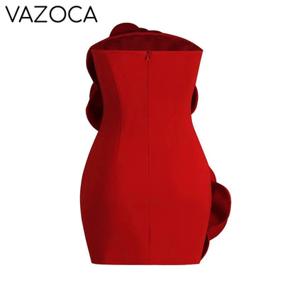 Red Floral Cocktail Bandage Dress