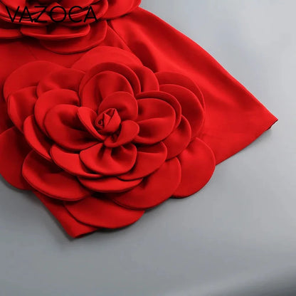Red Floral Cocktail Bandage Dress